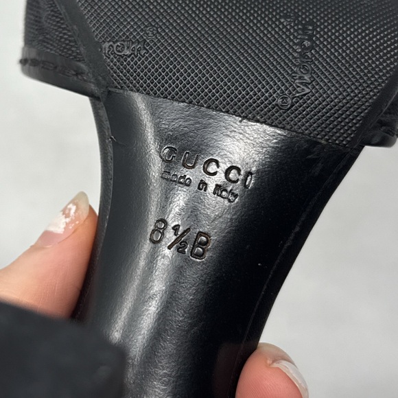 Gucci Vintage GG Monogram Canvas Leather Square Toe Block Heel Mules Black 8.5 - Picture 9 of 14